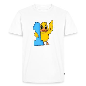 1 an - Inscription à l’école - Motif canard - T-shirt Premium bio Homme - blanc - Devant - Nico (187cm)