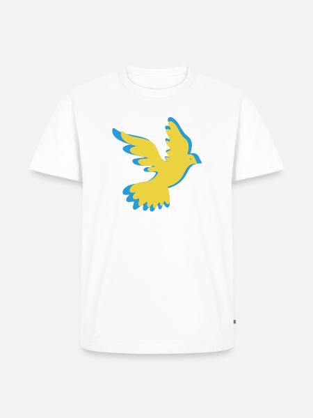 Ukraine Friedenstaube - Männer Premium Bio T-Shirt - Weiß