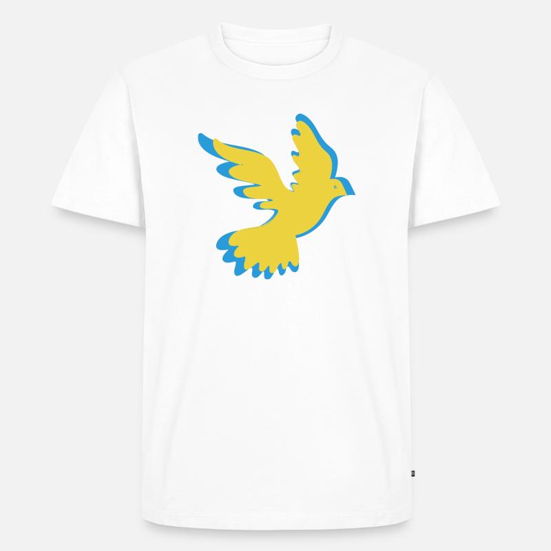 Ukraine Friedenstaube - Männer Premium Bio T-Shirt - Weiß