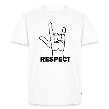 Hand gesture respect with text RESPECT - Men's Premium Organic T-Shirt - white - Front - Nico (187cm)