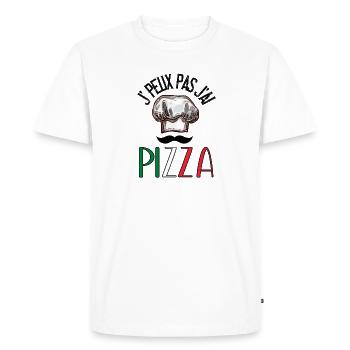 J' peux pas j'ai Pizza - Humour - T-shirt Premium bio Homme - blanc - Devant - Nico (187cm)
