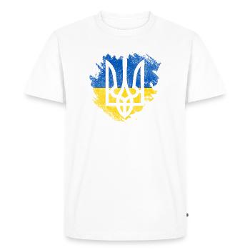 Brush Ukraine Trident Flag - Men's Premium Organic T-Shirt - white - Front - Nico (187cm)