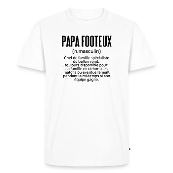Papa Footeux : Définition - Humour - T-shirt Premium bio Homme - blanc - Devant - Nico (187cm)
