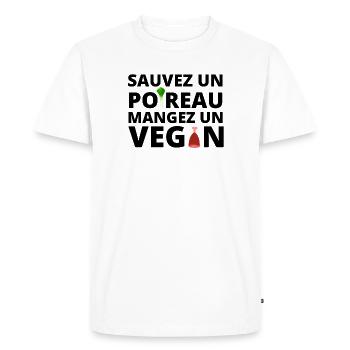 végan humour, végétarien - T-shirt Premium bio Homme - blanc - Devant - Nico (187cm)
