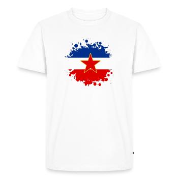 Motif blob drapeau Yougoslavie - T-shirt Premium bio Homme - blanc - Devant - Nico (187cm)