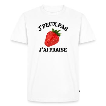 fraise, manger des fraises, saison des fraises - T-shirt Premium bio Homme - blanc - Devant - Nico (187cm)