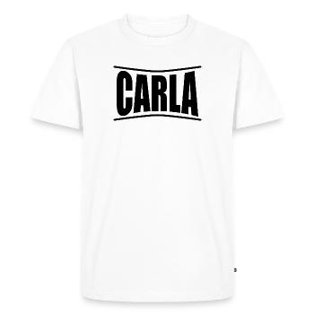 t-shirt Carla t-shirt idée cadeau - T-shirt Premium bio Homme - blanc - Devant - Nico (187cm)