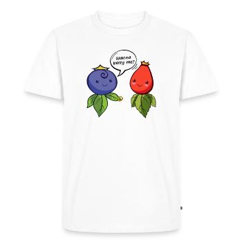 Illustration de petites baies et de feuilles - T-shirt Premium bio Homme - blanc - Devant - Nico (187cm)