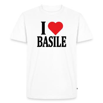 T-shirt J’adore Basile t-shirt idée cadeau - T-shirt Premium bio Homme - blanc - Devant - Nico (187cm)