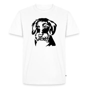 Tête de teckel - T-shirt Premium bio Homme - blanc - Devant - Nico (187cm)