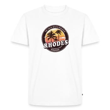 Motif plage Rhodes Grèce - T-shirt Premium bio Homme - blanc - Devant - Nico (187cm)