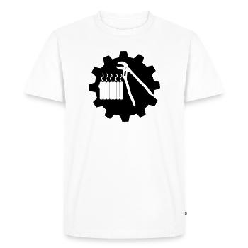 Teamwork heating mechanic logo in gear - Men's Premium Organic T-Shirt - white - Front - Nico (187cm)