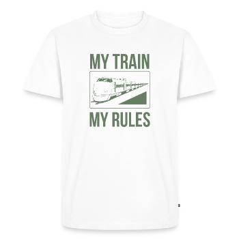 Train driver sayings my train my rules - Men's Premium Organic T-Shirt - white - Front - Nico (187cm)
