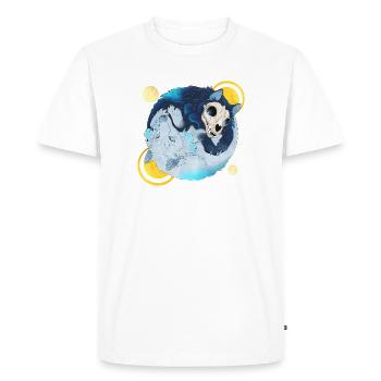 Blue Ink Spirits - Loups Tao Ombre & Lumière 2 - T-shirt Premium bio Homme - blanc - Devant - Nico (187cm)