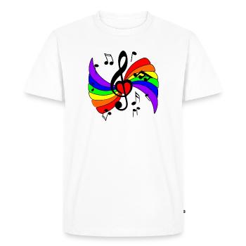Clé de musique avec arc-en-ciel et notes de musique - T-shirt Premium bio Homme - blanc - Devant - Nico (187cm)