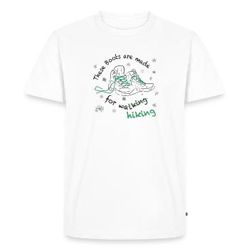 Ces bottes sont faites pour la randonnée! Chaussure de randonnée en montagne - T-shirt Premium bio Homme - blanc - Devant - Nico (187cm)