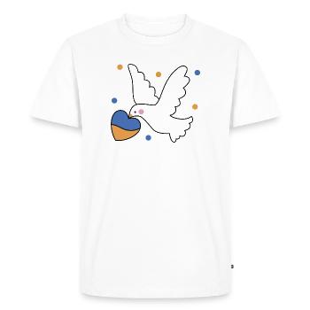 Imprimé coeur de colombe ludique ukraine - T-shirt Premium bio Homme - blanc - Devant - Nico (187cm)