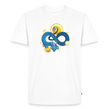 Blue Ink Spirits - Dragon Bleu Arc-En-Ciel et Or - T-shirt Premium bio Homme - blanc - Devant - Nico (187cm)
