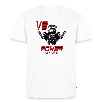 V8 Power so Horny - Men's Premium Organic T-Shirt - white - Front - Nico (187cm)