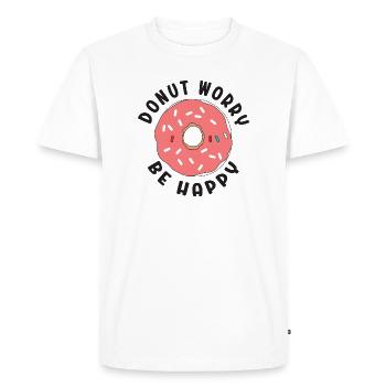 Donut Worry Be Happy - Men's Premium Organic T-Shirt - white - Front - Nico (187cm)