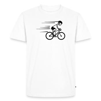 Cycliste stickman roulant fort avec un casque - T-shirt Premium bio Homme - blanc - Devant - Nico (187cm)