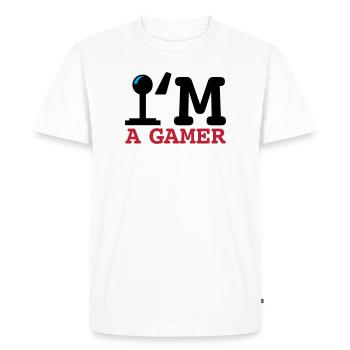 A Gamer Bold Typography - Men's Premium Organic T-Shirt - white - Front - Nico (187cm)