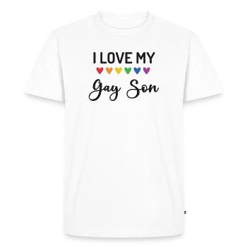 J’aime mon fils gay - T-shirt Premium bio Homme - blanc - Devant - Nico (187cm)