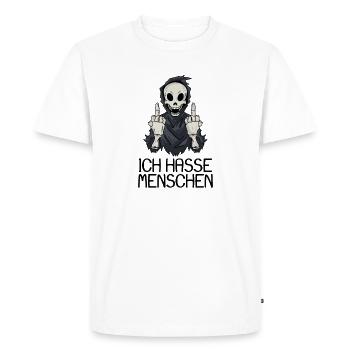 Ich hasse Menschen - Männer Premium Bio T-Shirt - Weiß - Vorne - Nico (187cm)