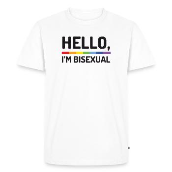 Bonjour, je suis bisexuel - T-shirt Premium bio Homme - blanc - Devant - Nico (187cm)