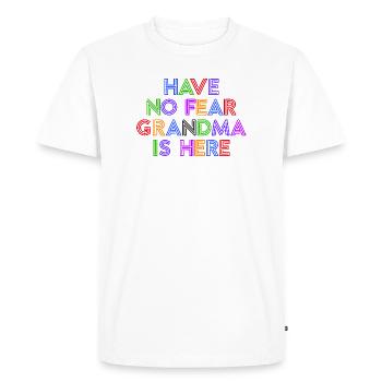 Retraité Vieille Femme Déclaration Grand-mère Grand-mère - T-shirt Premium bio Homme - blanc - Devant - Nico (187cm)