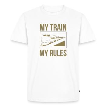 Train driver sayings my train my rules - Men's Premium Organic T-Shirt - white - Front - Nico (187cm)