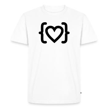 Cœur du logo du code du programmeur - T-shirt Premium bio Homme - blanc - Devant - Nico (187cm)