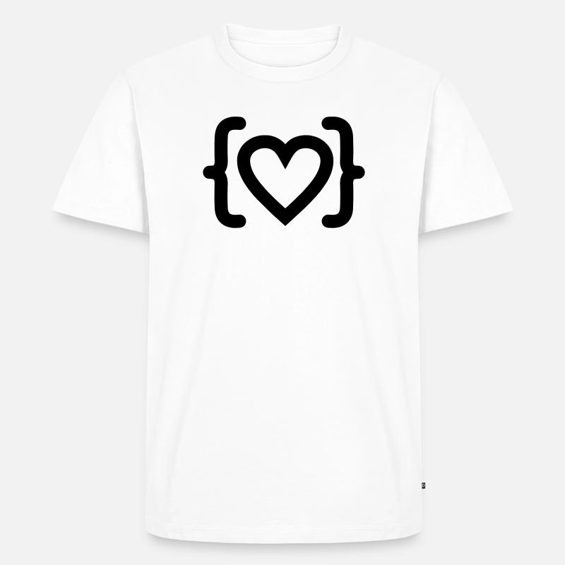 Herz des Programmierer-Code-Logos - Männer Premium Bio T-Shirt - Weiß