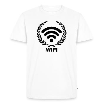 Wifi en couronne de laurier - T-shirt Premium bio Homme - blanc - Devant - Nico (187cm)