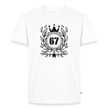 67 - Année de naissance Année de naissance 1967 - T-shirt Premium bio Homme - blanc - Devant - Nico (187cm)