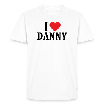 T-shirt J’adore Danny t-shirt idée cadeau - T-shirt Premium bio Homme - blanc - Devant - Nico (187cm)