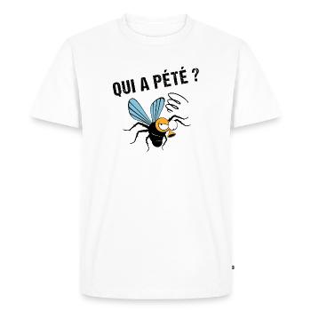 Qui a pété ? - T-shirt Premium bio Homme - blanc - Devant - Nico (187cm)