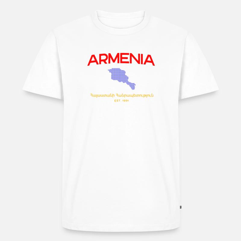 Armenia Map Script Emblem - Männer Premium Bio T-Shirt - Weiß