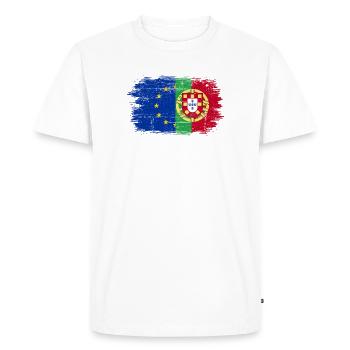 EU Portugal Unity Brush Flag - Men's Premium Organic T-Shirt - white - Front - Nico (187cm)