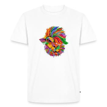 Lion arc en ciel coloré visage - T-shirt Premium bio Homme - blanc - Devant - Nico (187cm)