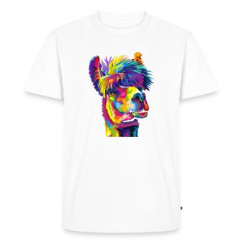 Lama arcenciel audacieux - T-shirt Premium bio Homme - blanc - Devant - Nico (187cm)