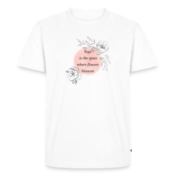 Les fleurs de la salle de yoga s’éveillent - T-shirt Premium bio Homme - blanc - Devant - Nico (187cm)