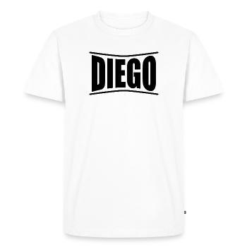 Diego t-shirt idée reaglo t shirt - T-shirt Premium bio Homme - blanc - Devant - Nico (187cm)