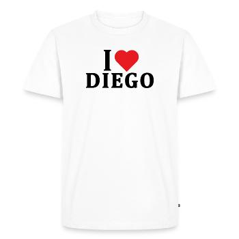 T-shirt J’adore Diego t-shirt idée cadeau - T-shirt Premium bio Homme - blanc - Devant - Nico (187cm)