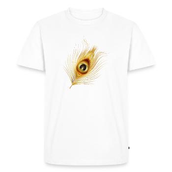 plume de paon dorée dessinée à la main - T-shirt Premium bio Homme - blanc - Devant - Nico (187cm)