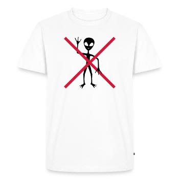 Bouclier interdit aux visiteurs extraterrestres - T-shirt Premium bio Homme - blanc - Devant - Nico (187cm)