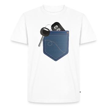 Clé de voiture avec télécommande dans votre poche - T-shirt Premium bio Homme - blanc - Devant - Nico (187cm)