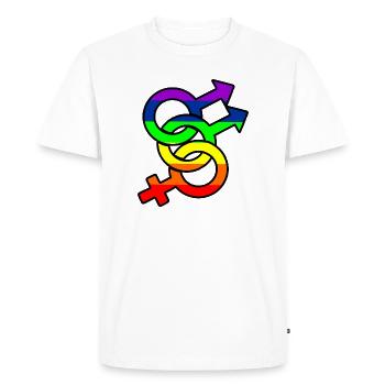 Logo bisexuel de genre 1 avec arc-en-ciel - T-shirt Premium bio Homme - blanc - Devant - Nico (187cm)