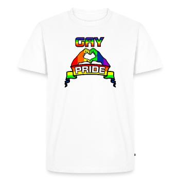 Logo de la gay pride arc-en-ciel 4 - T-shirt Premium bio Homme - blanc - Devant - Nico (187cm)