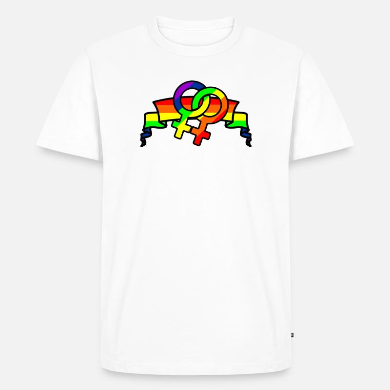 Regenbogen lesbies stolzes Logo - Männer Premium Bio T-Shirt - Weiß